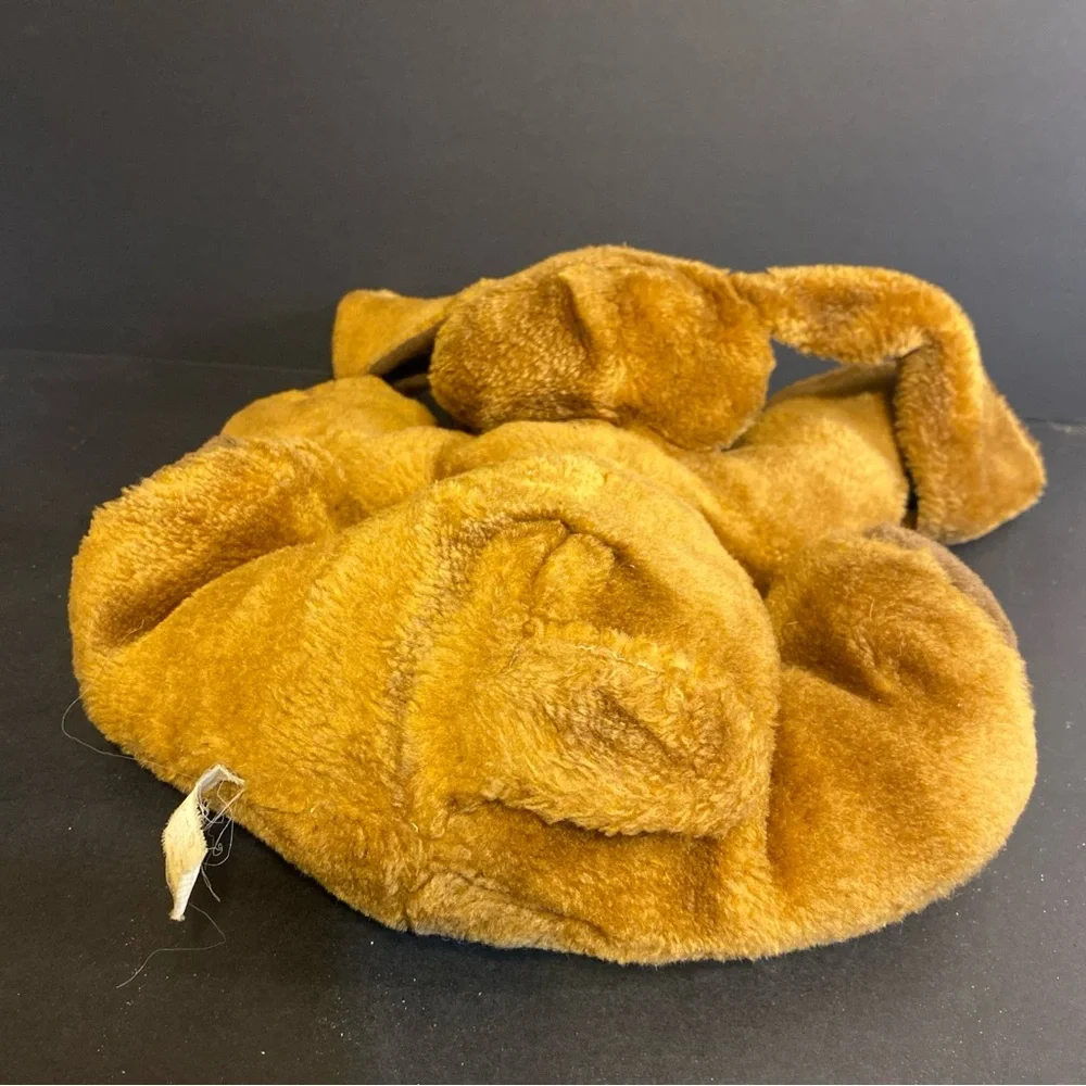Vintage Brown Puppy Dog Plush Hound‎ Stuffed Animal Laying Down Vinyl Nose